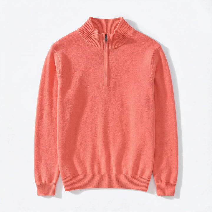 Regular Fit Cashmere Blend Quarter Zip Pullover Set of 3 Coral 1
