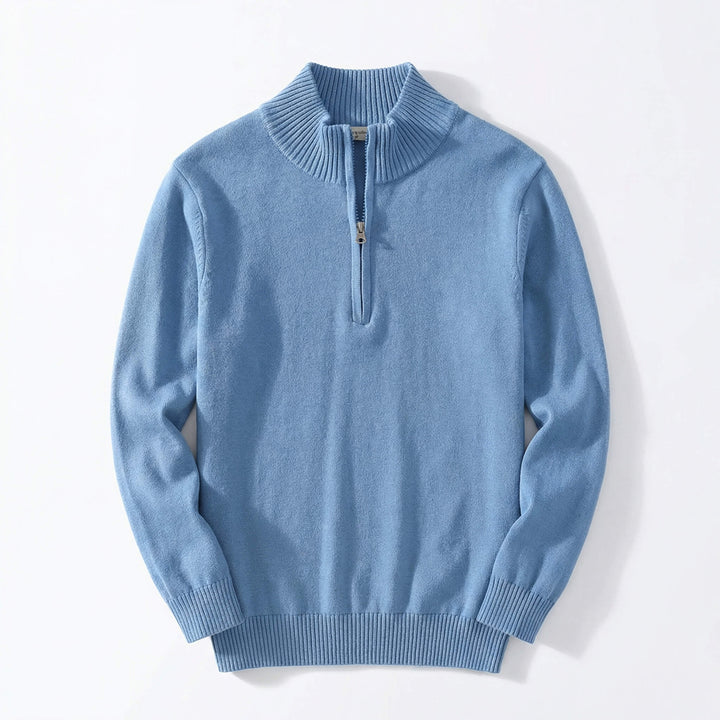 Regular Fit Cashmere Blend Quarter Zip Pullover Set of 3 Light Blue 1
