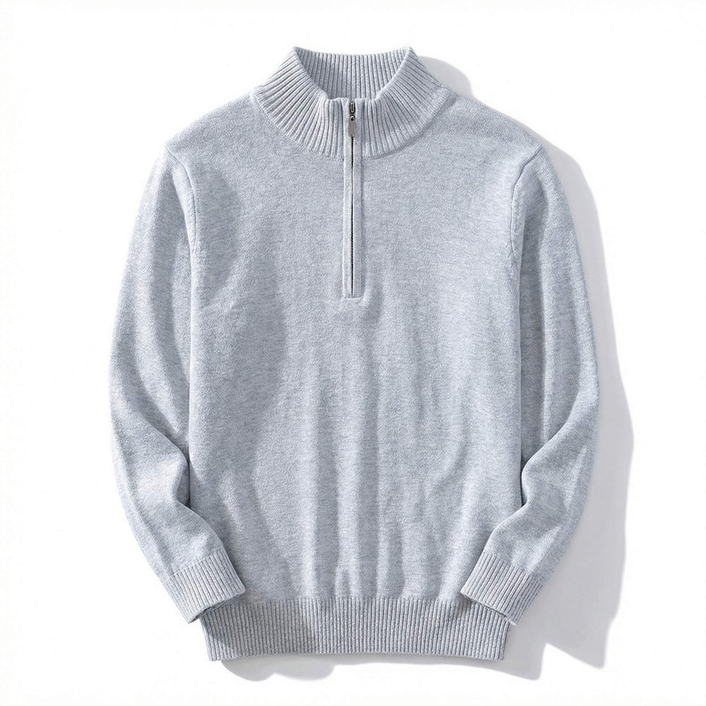 Regular Fit Cashmere Blend Quarter Zip Pullover Set of 3 Light Gray 1