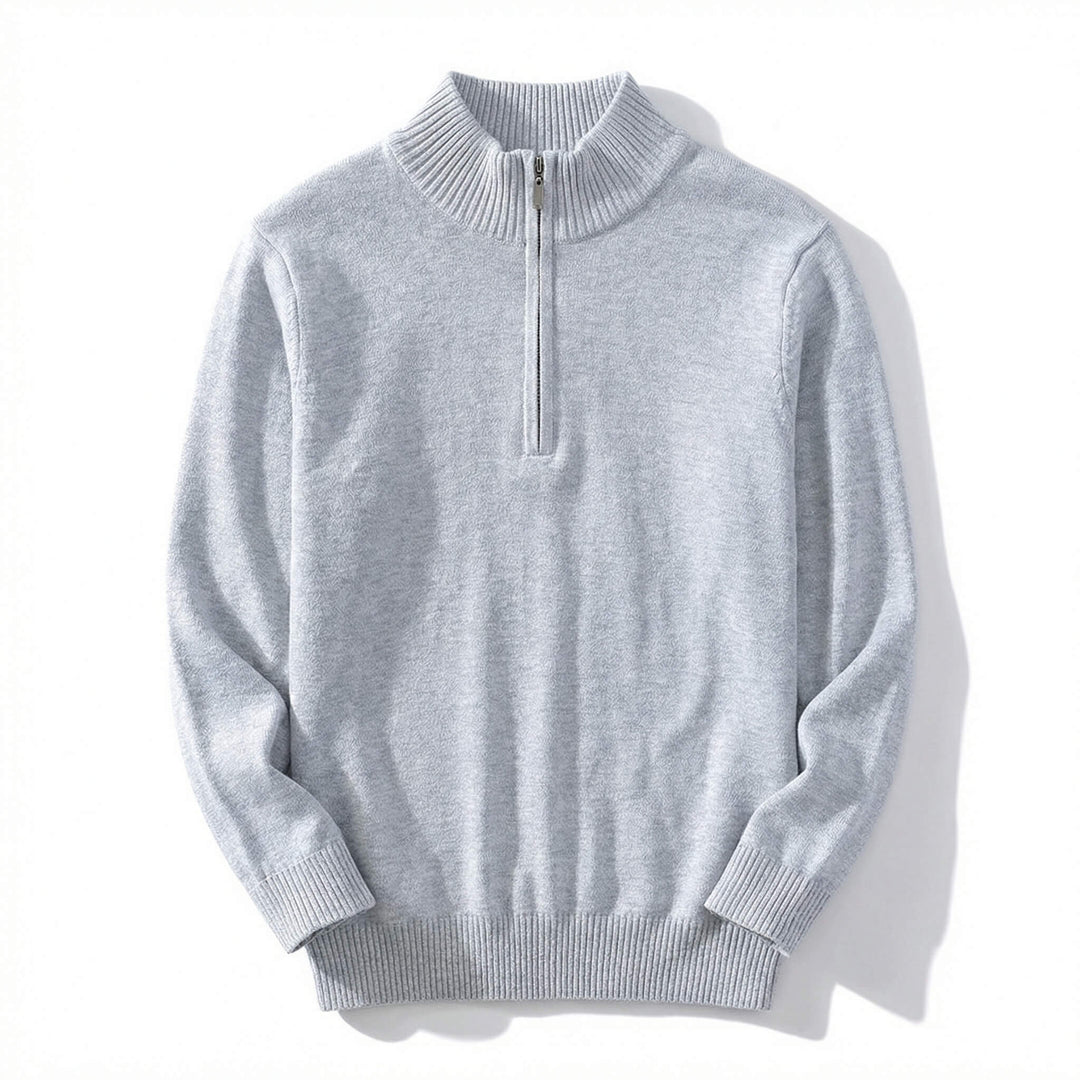 Regular Fit Cashmere Blend Quarter Zip Pullover Set of 3 Light Gray 1