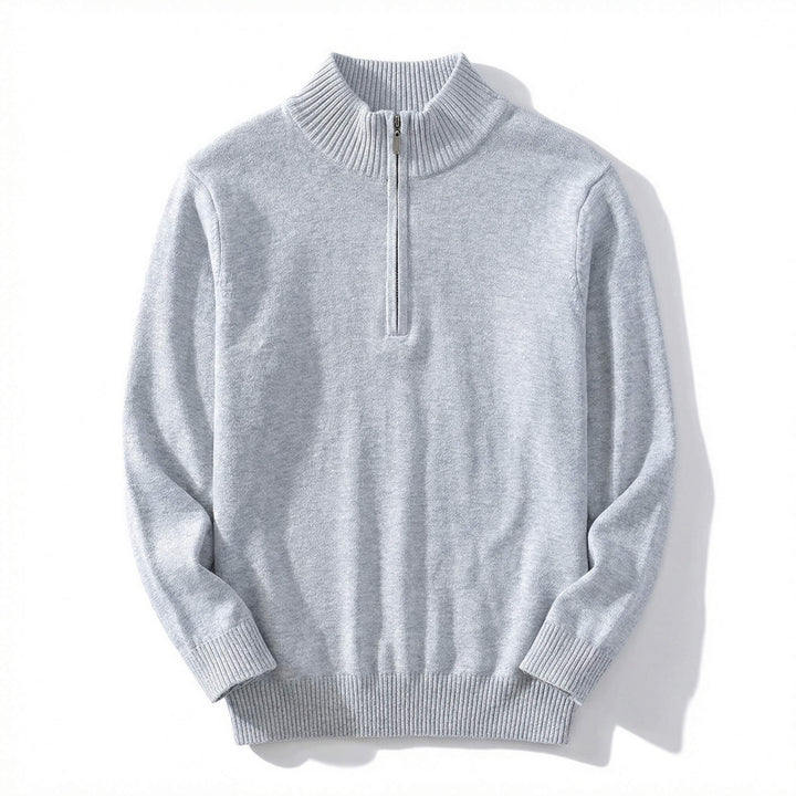 Regular Fit Cashmere Blend Quarter Zip Pullover Set of 3 Light Gray 1