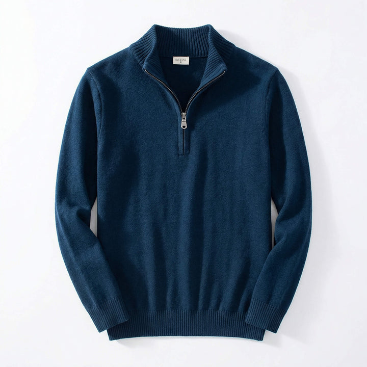 Regular Fit Cashmere Blend Quarter Zip Pullover Set of 3 Navy 1