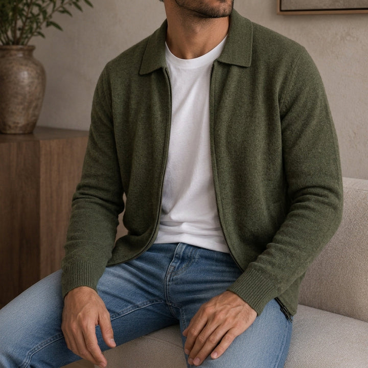 Regular Fit Cashmere Zip Cardigan Set of 2 Green 1