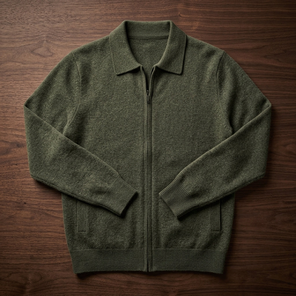 Regular Fit Cashmere Zip Cardigan Set of 2 Green 3
