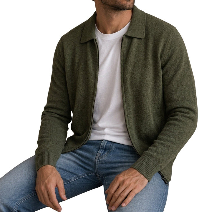 Regular Fit Cashmere Zip Cardigan Set of 2 on white
