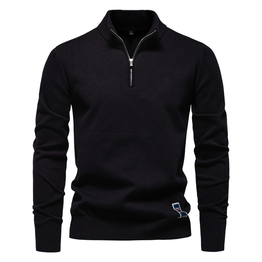 Regular Fit Cotton Blend Quarter Zip Sweater Set of 3 Black 1