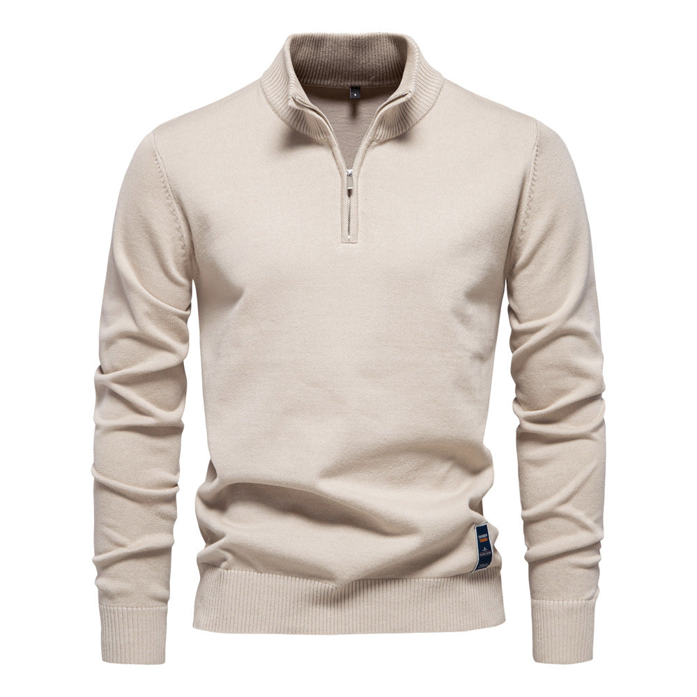 Regular Fit Cotton Blend Quarter Zip Sweater Set of 3 Cream 1
