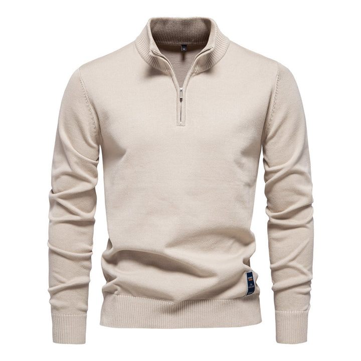 Regular Fit Cotton Blend Quarter Zip Sweater Set of 3 Cream 1