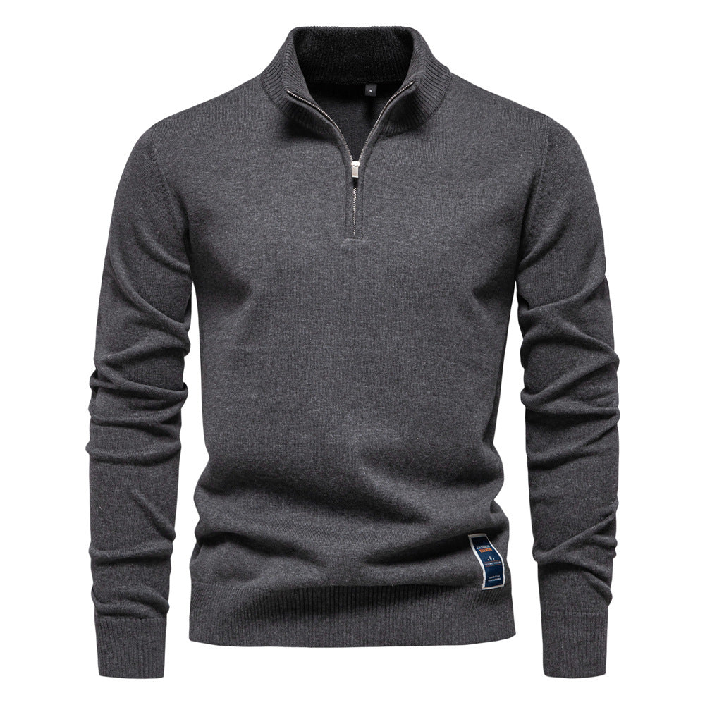 Regular Fit Cotton Blend Quarter Zip Sweater Set of 3 Dark Gray 1