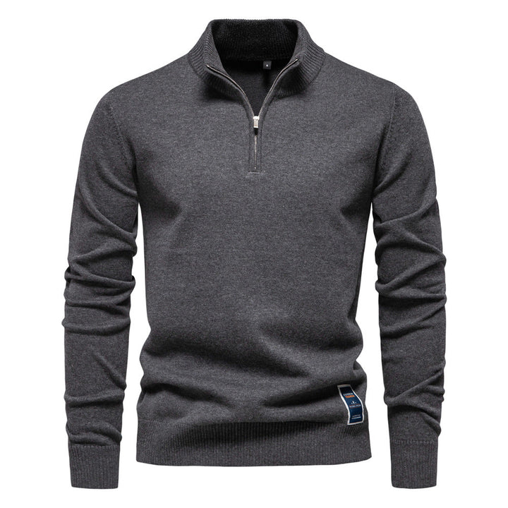 Regular Fit Cotton Blend Quarter Zip Sweater Set of 3 Dark Gray 1