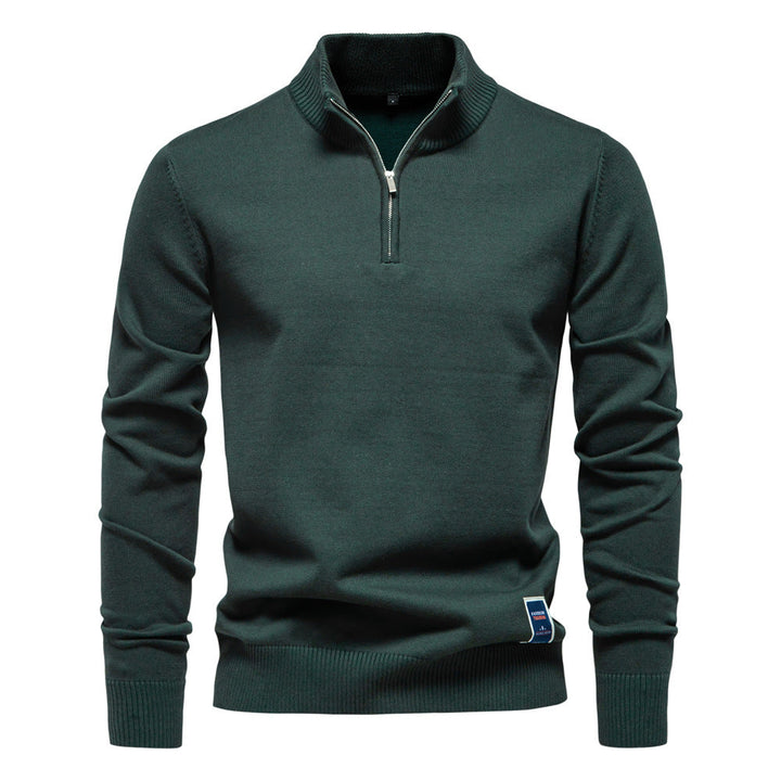 Regular Fit Cotton Blend Quarter Zip Sweater Set of 3 Dark Green 1