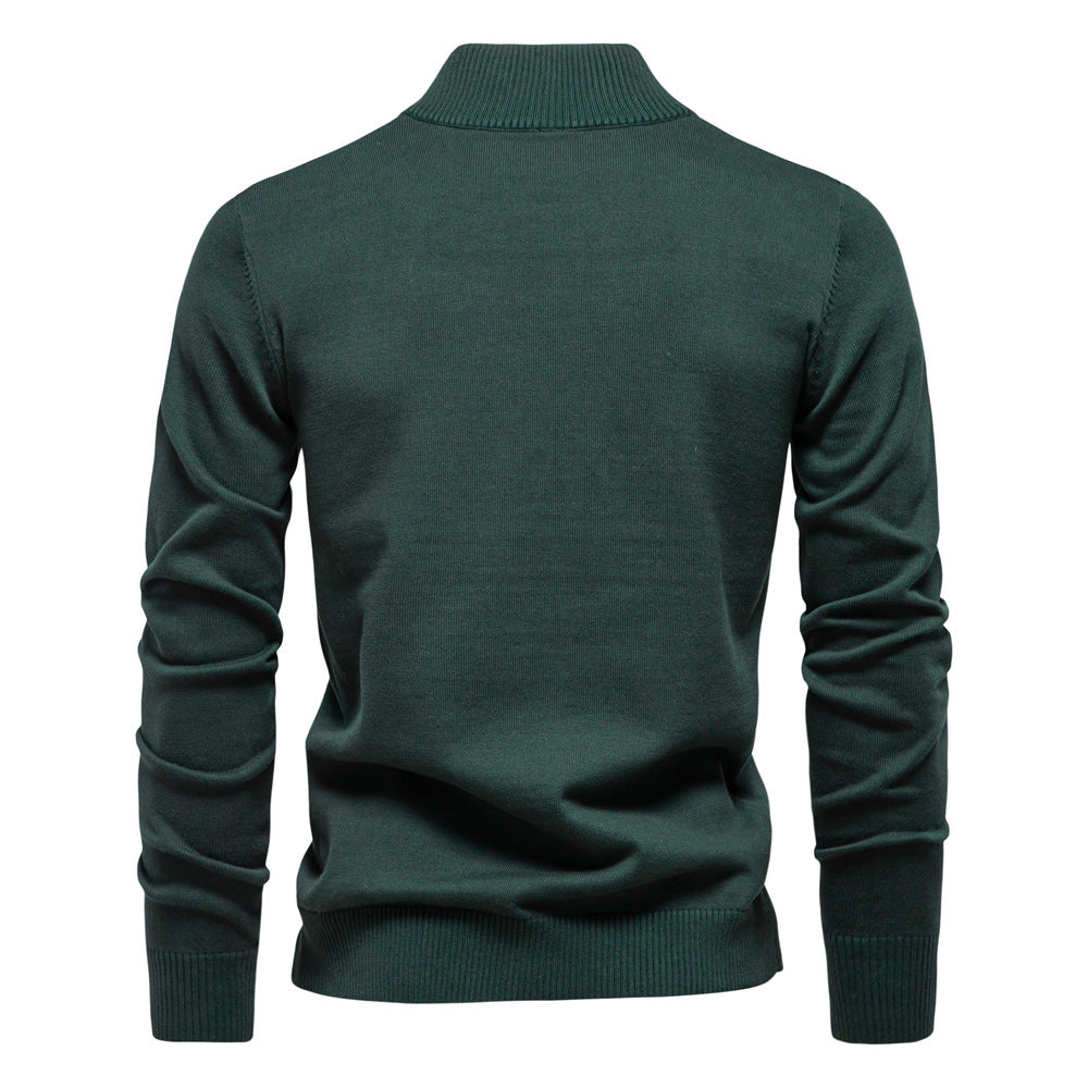 Regular Fit Cotton Blend Quarter Zip Sweater Set of 3 Dark Green 2