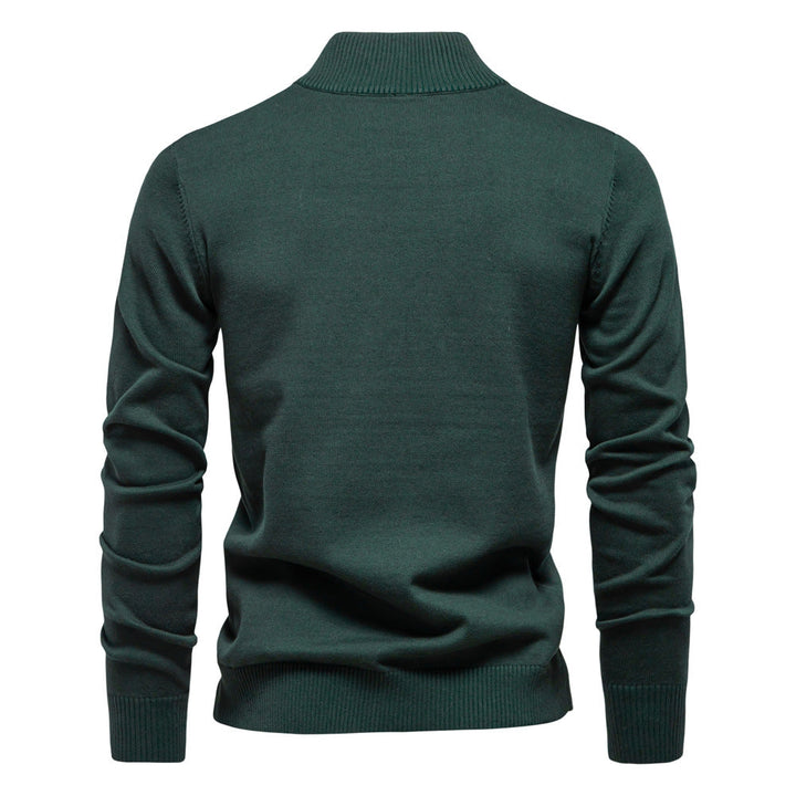 Regular Fit Cotton Blend Quarter Zip Sweater Set of 3 Dark Green 2