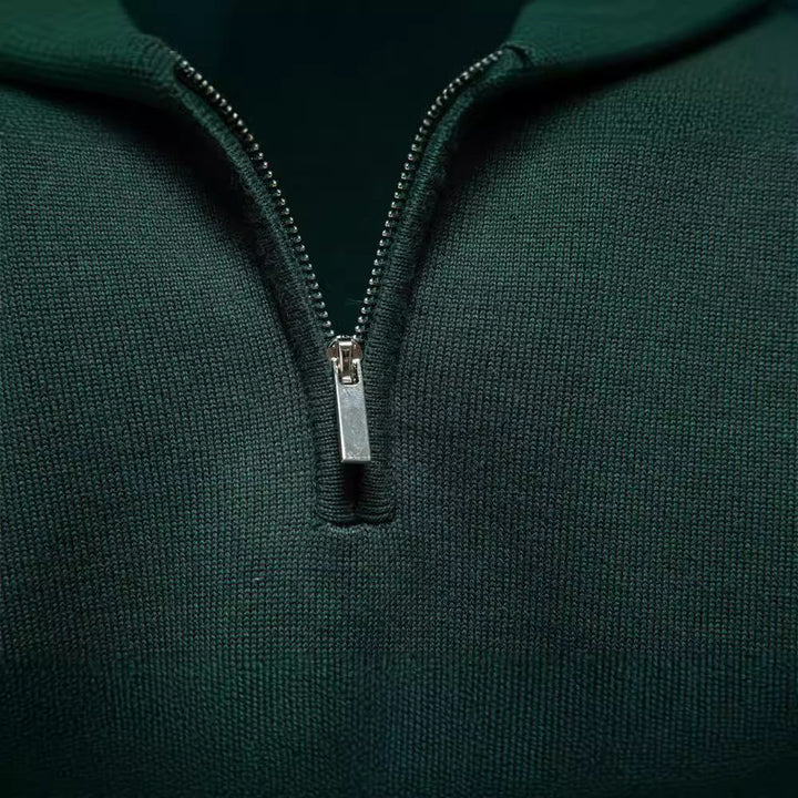 Regular Fit Cotton Blend Quarter Zip Sweater Set of 3 Dark Green 3