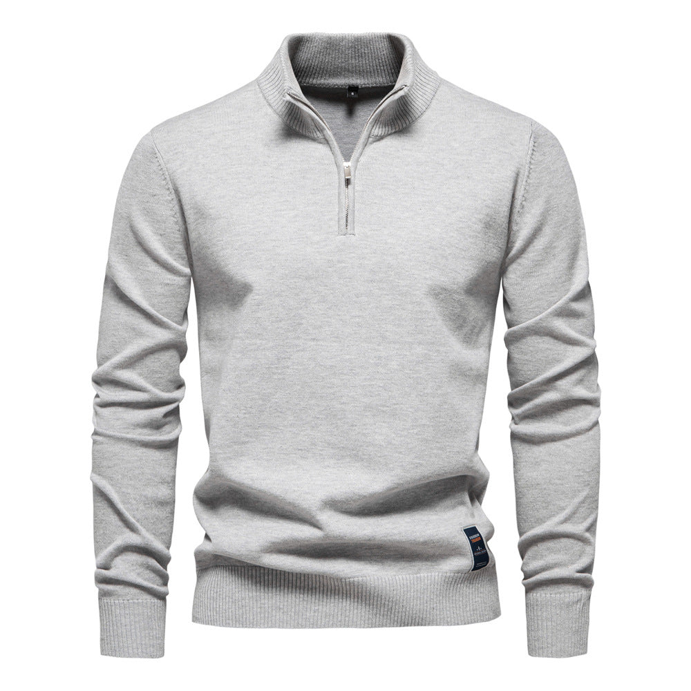 Regular Fit Cotton Blend Quarter Zip Sweater Set of 3 Light Gray 1