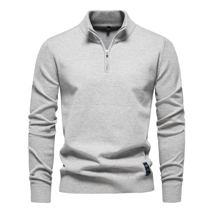 Regular Fit Cotton Blend Quarter Zip Sweater Set of 3 Light Gray 1