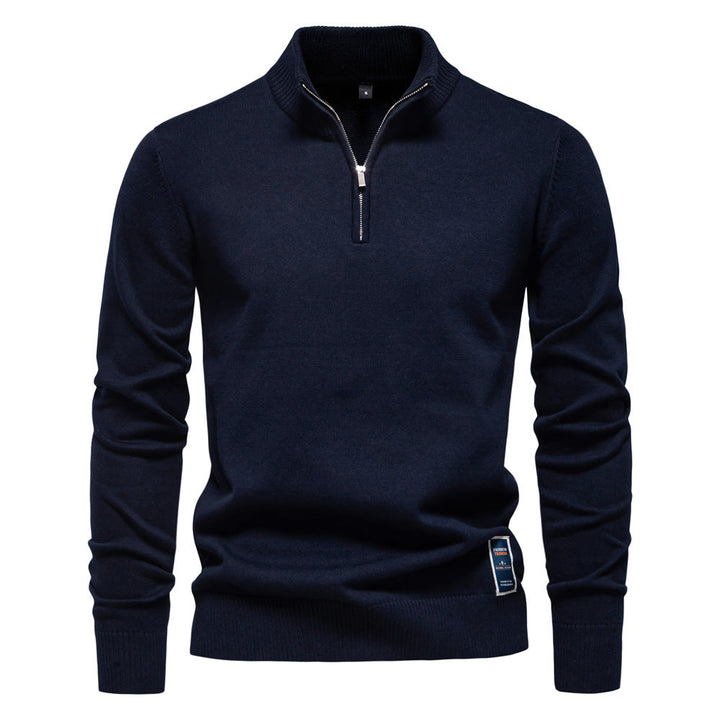 Regular Fit Cotton Blend Quarter Zip Sweater Set of 3 Navy 1