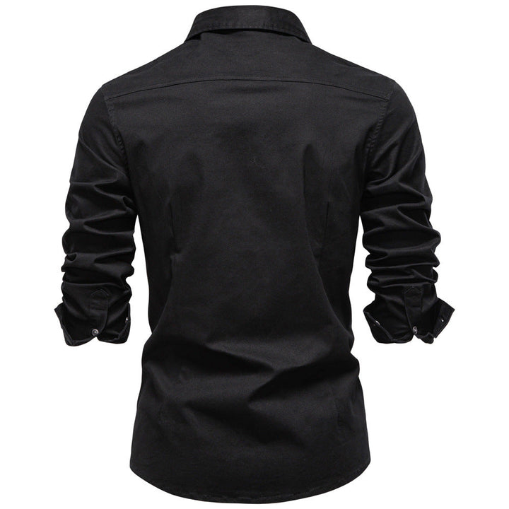 Regular Fit Cotton Blend Two Pocket Button Up Shirt Black 3