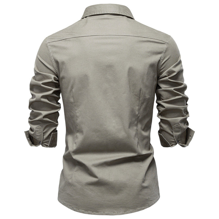 Regular Fit Cotton Blend Two Pocket Button Up Shirt Sage Green 2