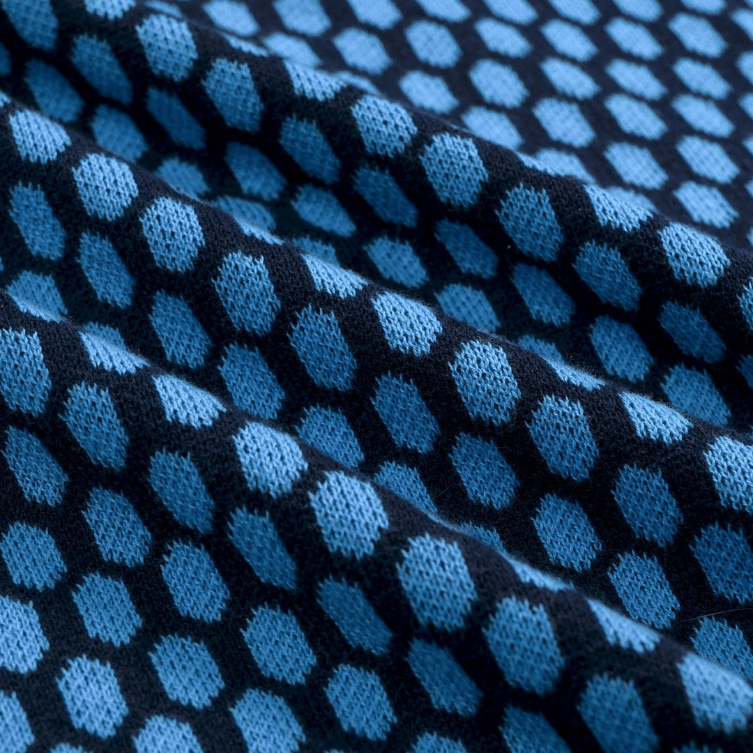 Regular Fit Cotton Honeycomb Jacquard Knit Polo Set of 3 Blue 2