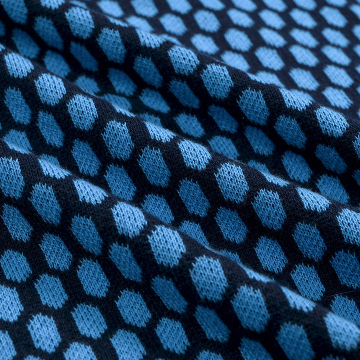 Regular Fit Cotton Honeycomb Jacquard Knit Polo Set of 3 Blue 2