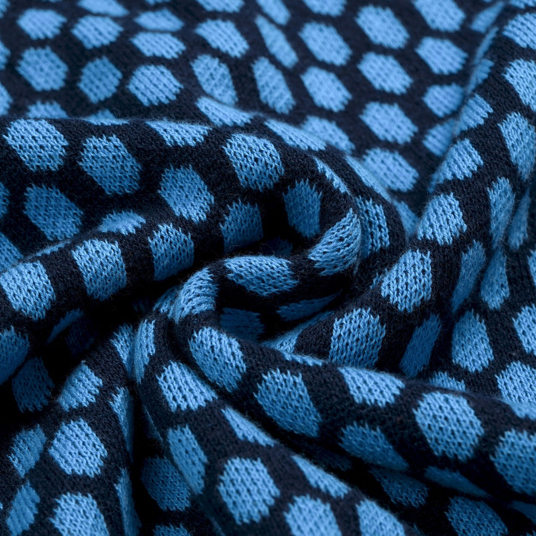 Regular Fit Cotton Honeycomb Jacquard Knit Polo Set of 3 Blue 6