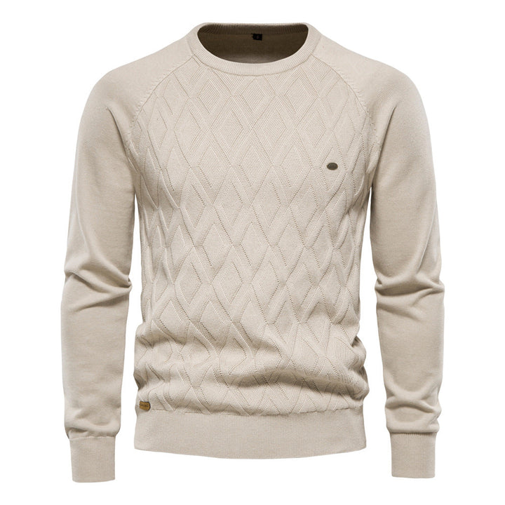 Regular Fit Diamond Knit Crew Neck Sweater Set of 2 Beige 1
