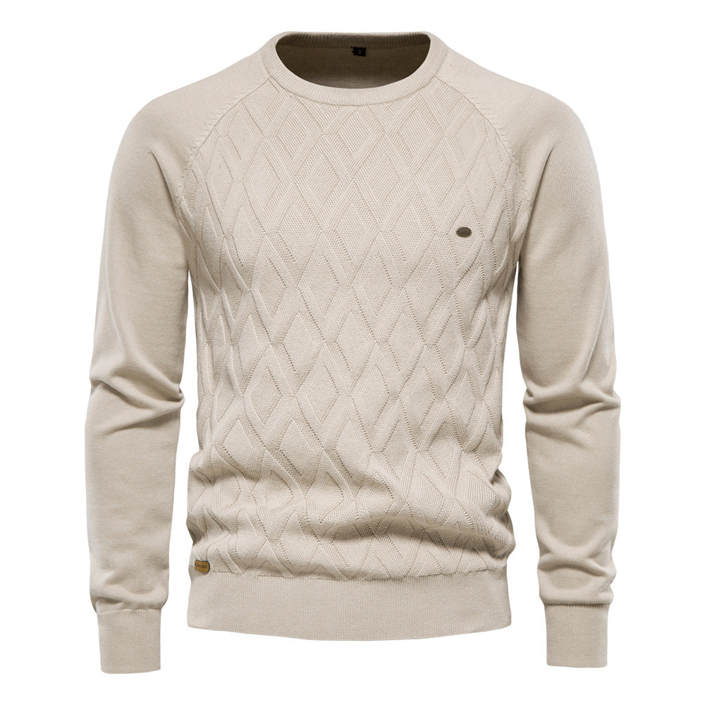 Regular Fit Diamond Knit Crew Neck Sweater Set of 2 Beige 3