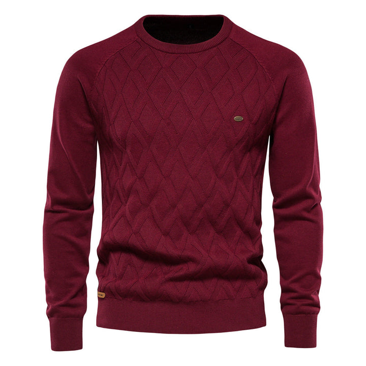 Regular Fit Diamond Knit Crew Neck Sweater Set of 2 Burgundy 1