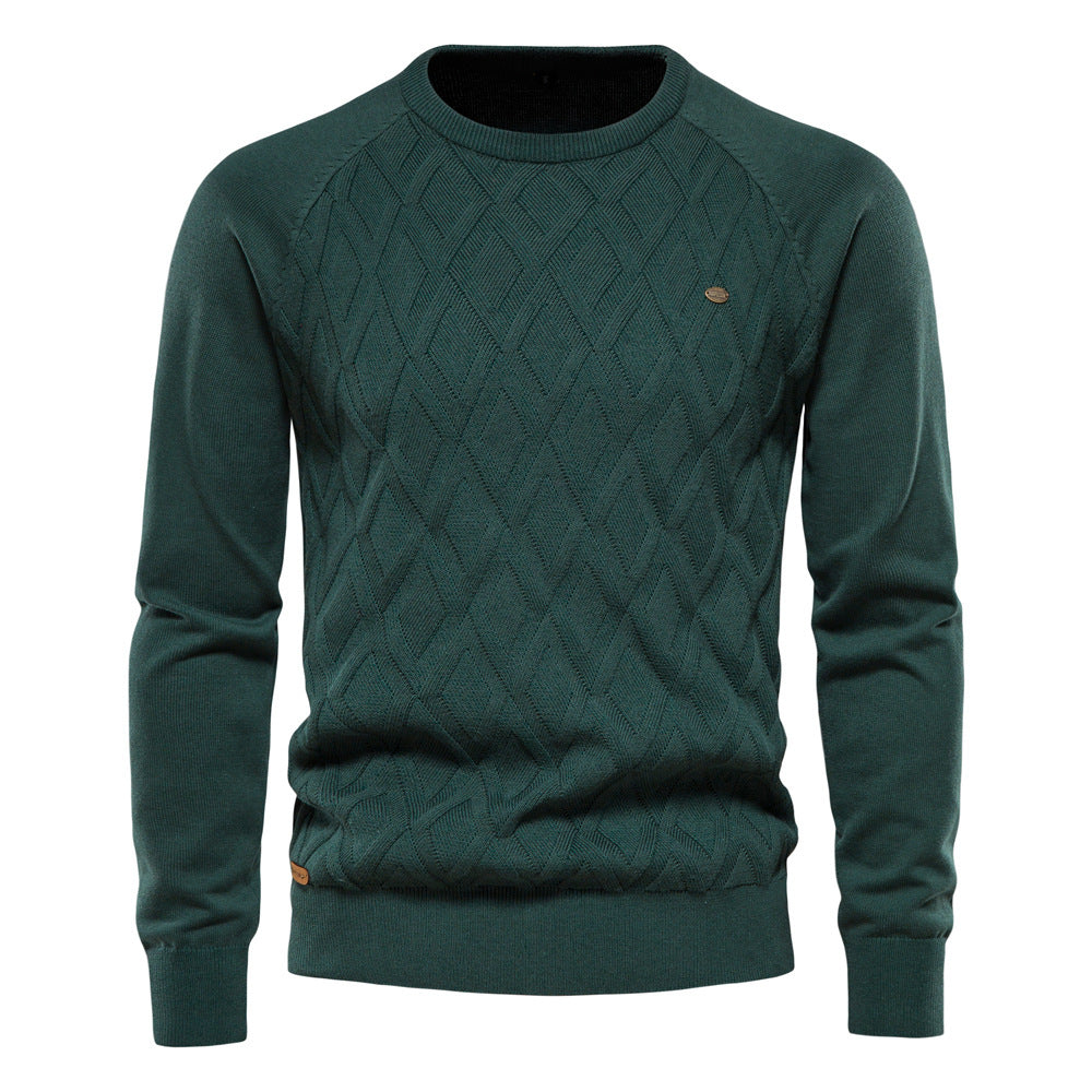 Regular Fit Diamond Knit Crew Neck Sweater Set of 2 Dark Green 1