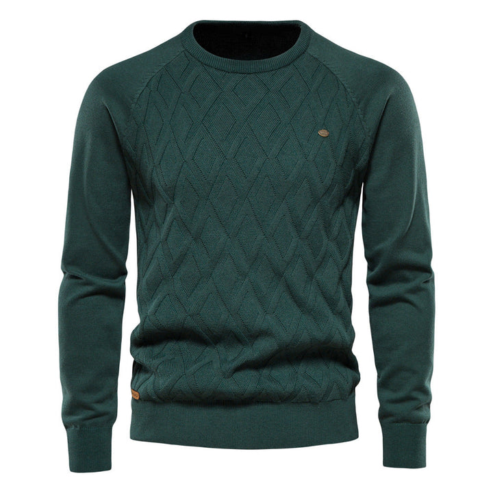 Regular Fit Diamond Knit Crew Neck Sweater Set of 2 Dark Green 1