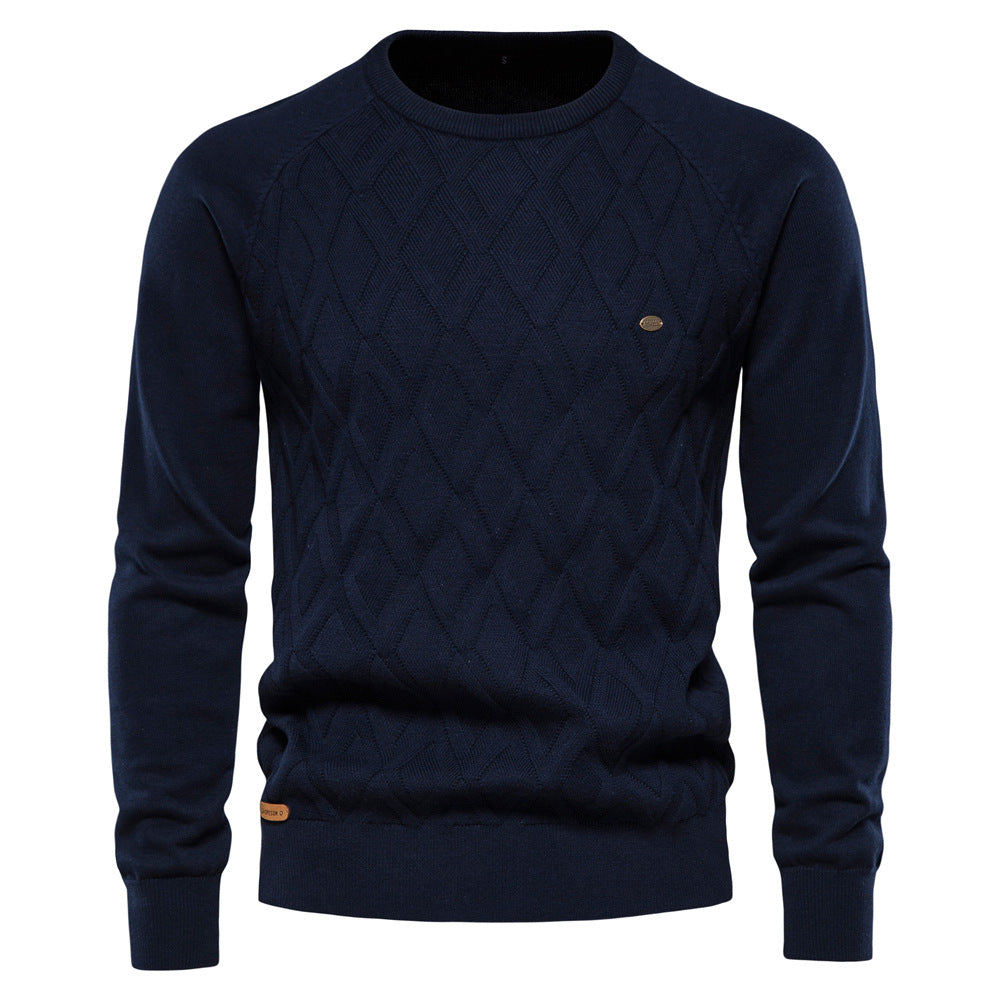 Regular Fit Diamond Knit Crew Neck Sweater Set of 2 Navy 1