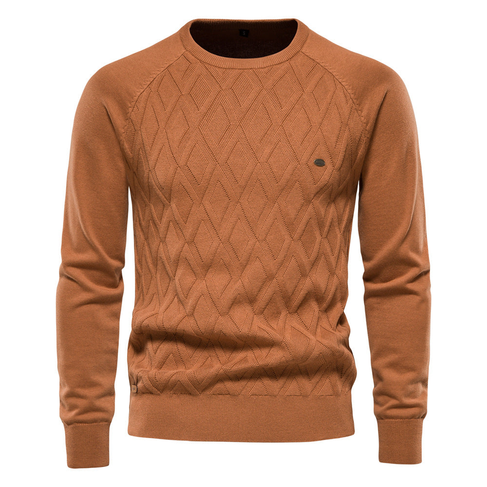 Regular Fit Diamond Knit Crew Neck Sweater Set of 2 Rust 1