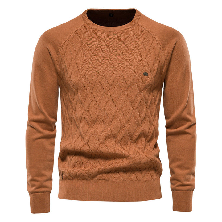 Regular Fit Diamond Knit Crew Neck Sweater Set of 2 Rust 1