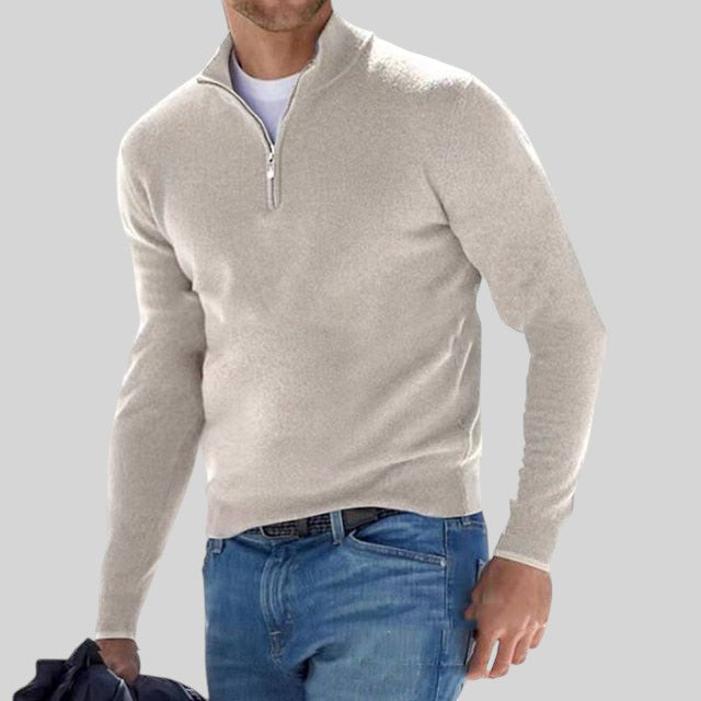 Regular Fit Knit Half Zip Sweater Set of 2 Beige 1