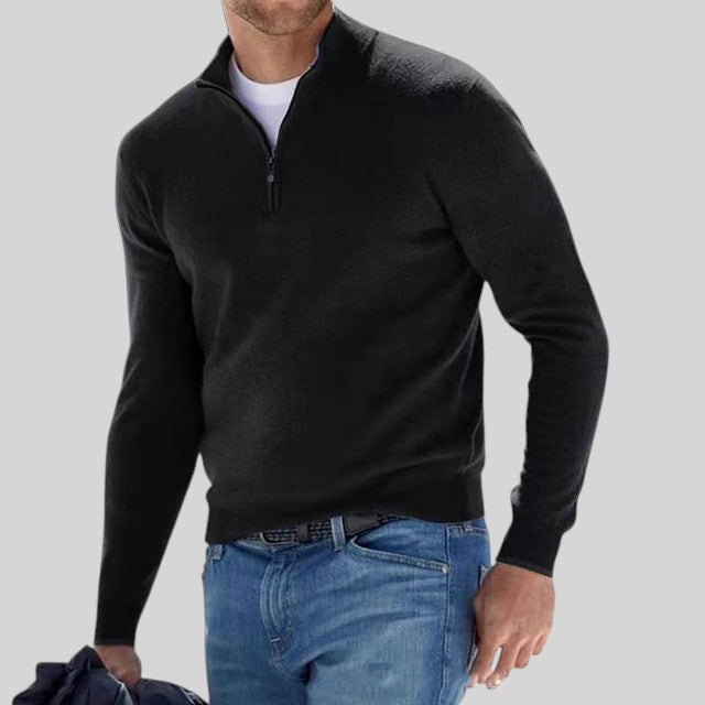 Regular Fit Knit Half Zip Sweater Set of 2 Black 1