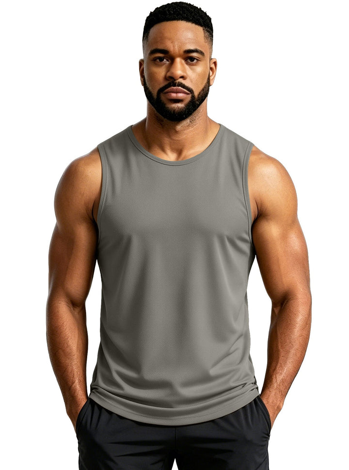 Regular Fit Mesh Knit Sleeveless Tank Top Set of 3 Gray 1