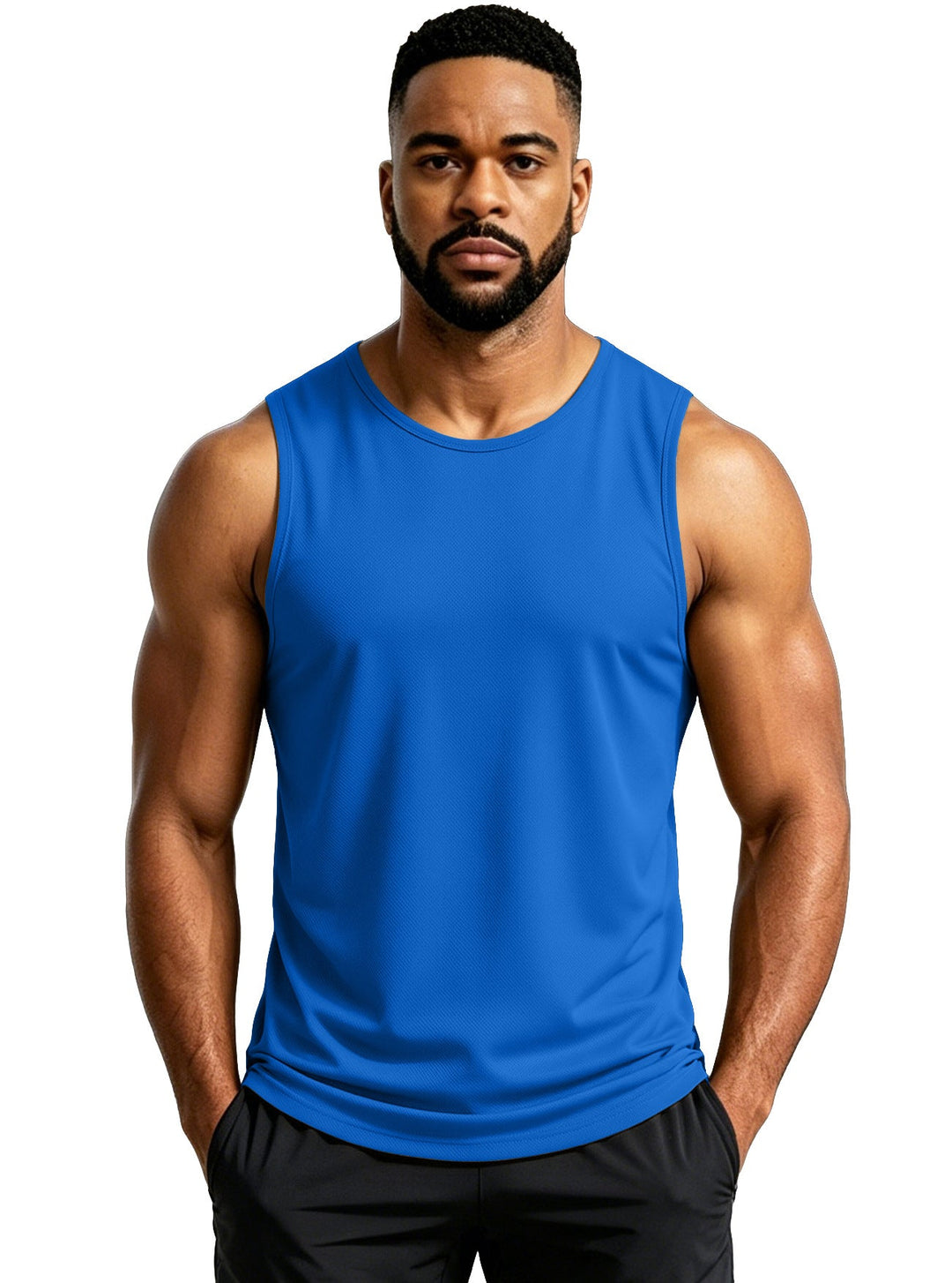 Regular Fit Mesh Knit Sleeveless Tank Top Set of 3 Royal Blue 1