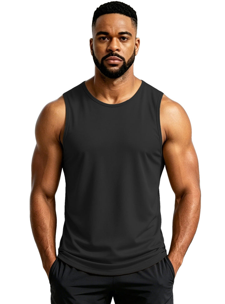 Regular Fit Mesh Knit Sleeveless Tank Top Set of 3 on white