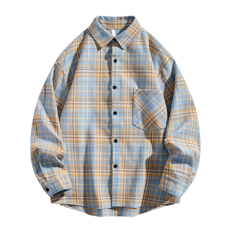 Regular Fit Plaid Long Sleeve Button Up Shirt Beige Plaid 2