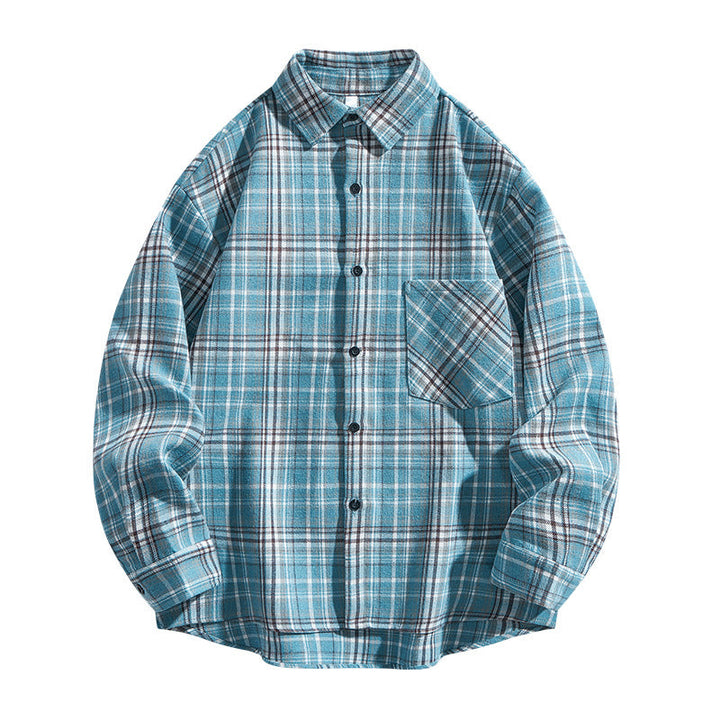 Regular Fit Plaid Long Sleeve Button Up Shirt Blue Plaid 2