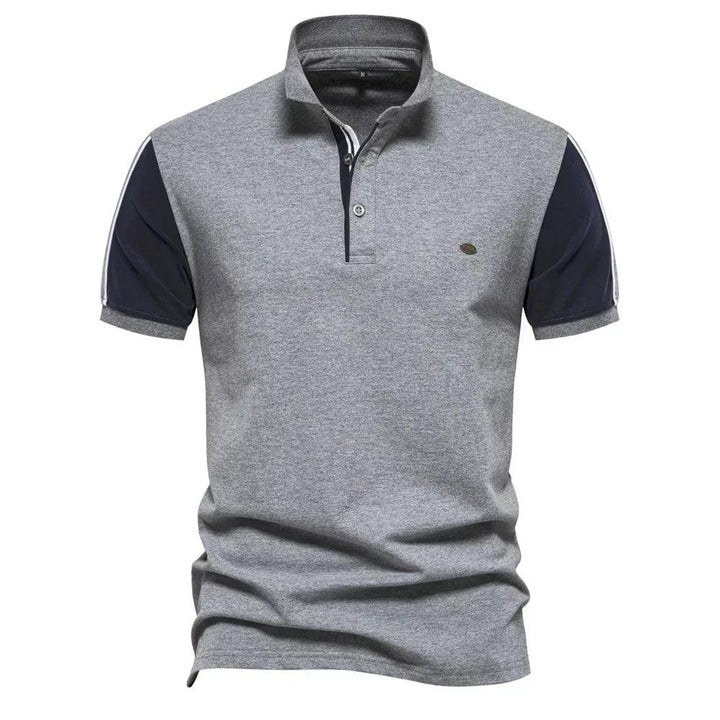 Regular Fit Polo Shirt Contrast Sleeves Short Sleeve Gray 1