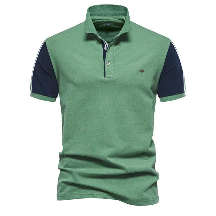 Regular Fit Polo Shirt Contrast Sleeves Short Sleeve Green 1