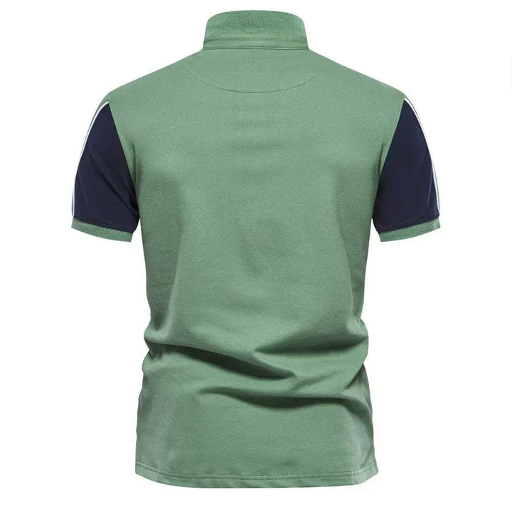 Regular Fit Polo Shirt Contrast Sleeves Short Sleeve Green 2