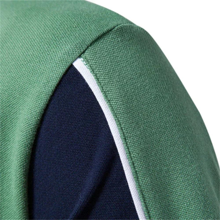 Regular Fit Polo Shirt Contrast Sleeves Short Sleeve Green 3