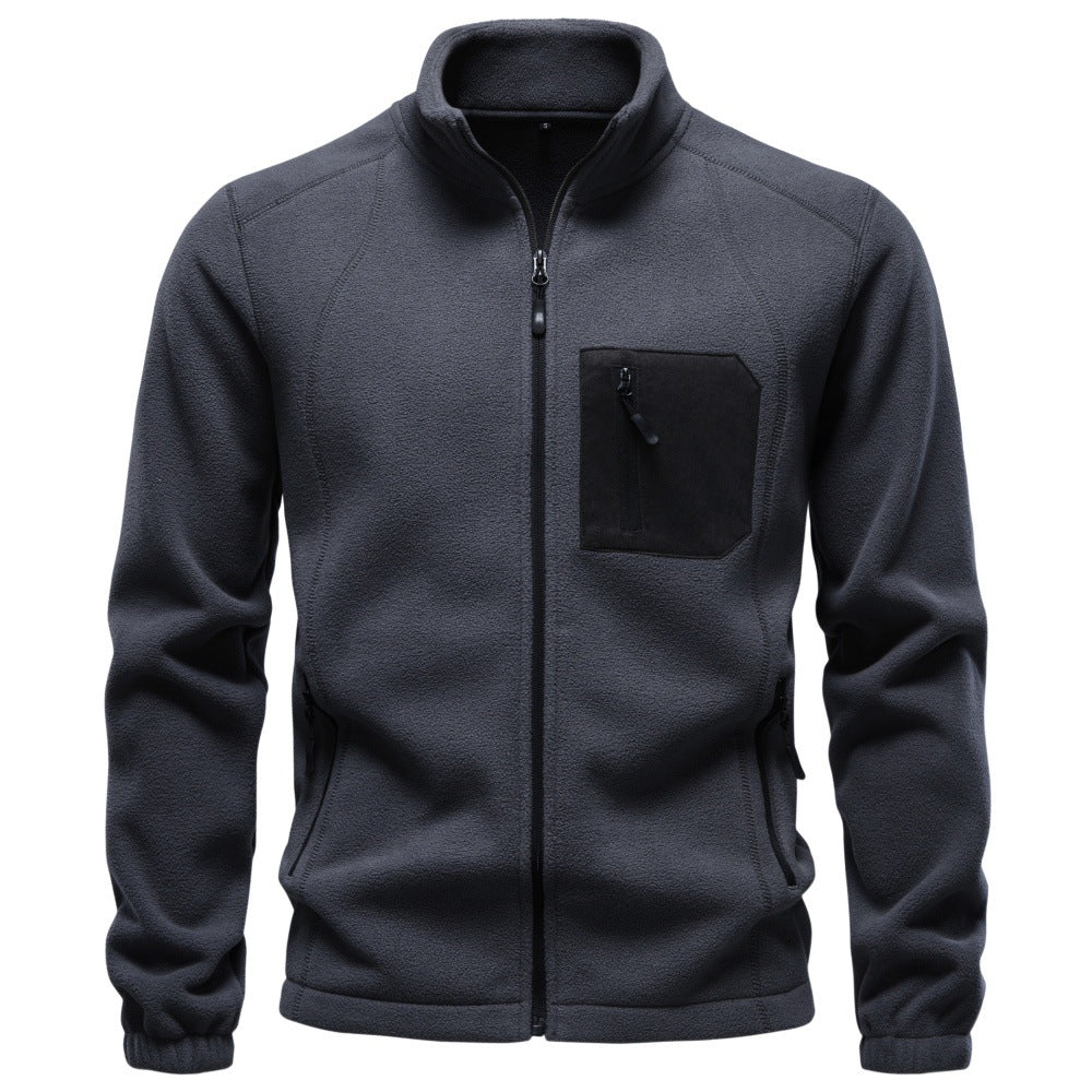 Regular Fit Polyester Fleece Full Zip Jacket Charcoal 3