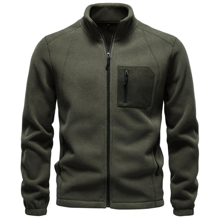 Regular Fit Polyester Fleece Full Zip Jacket Olive Green 3