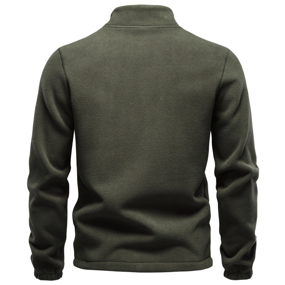 Regular Fit Polyester Fleece Full Zip Jacket Olive Green 5