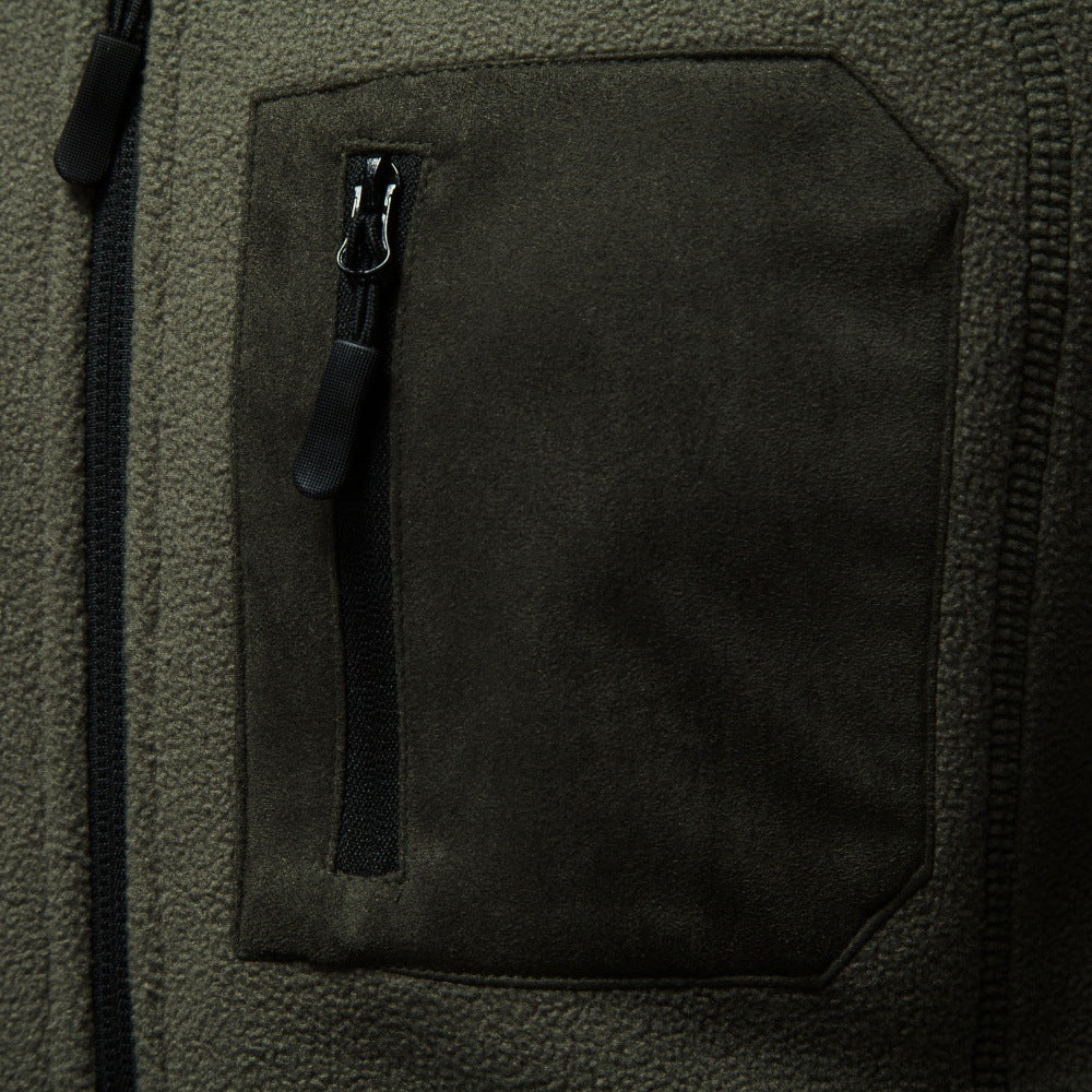 Regular Fit Polyester Fleece Full Zip Jacket Olive Green 6