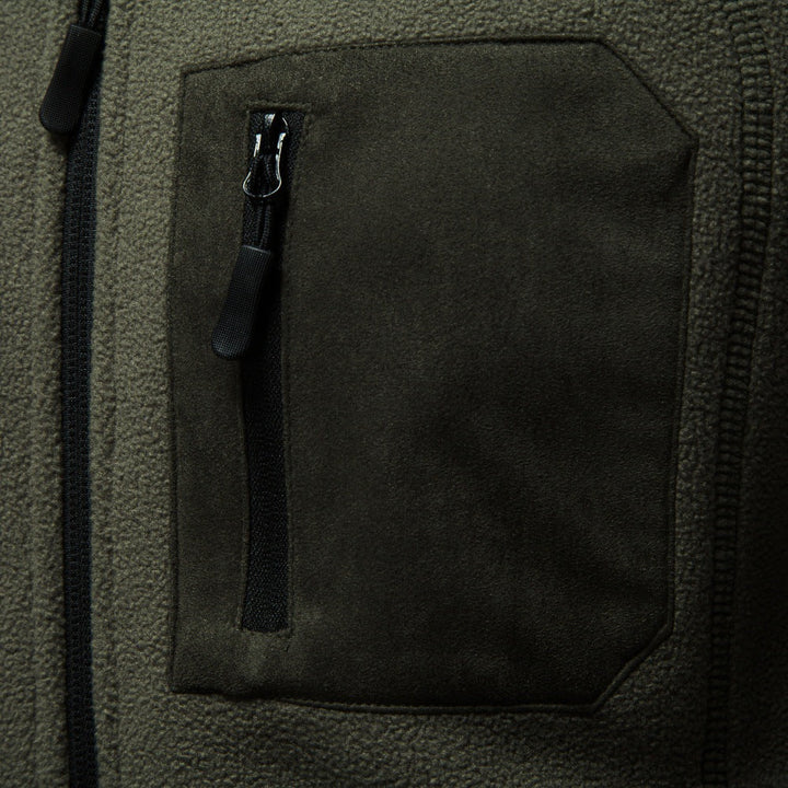 Regular Fit Polyester Fleece Full Zip Jacket Olive Green 6